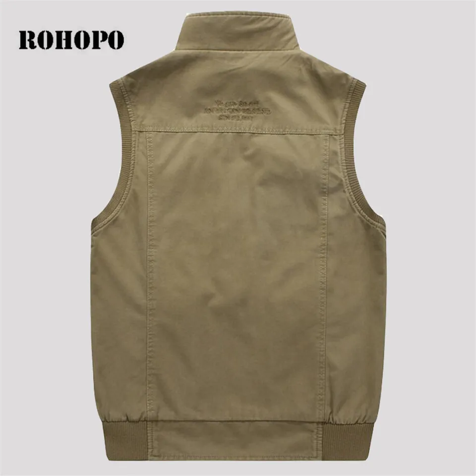 ROHOPO 6XL/7XL/8XL плюс размер Чистый хлопок военный жилет человек двухсторонний 100%