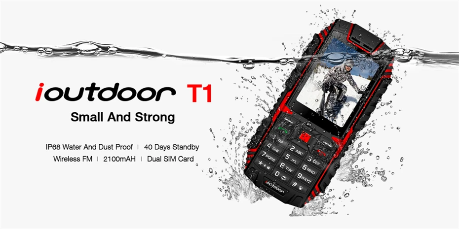 Ioutside T1 2G функция прочный для мобильного телефона IP68 Водонепроницаемый телефон FM GSM sim-карта светодиодный фонарик 2MP русская клавиатура мобильный телефон