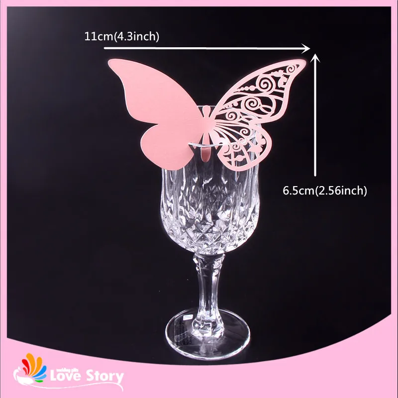 25 шт. красивая бабочка карточка с местом для указания имени вино стеклянная карта