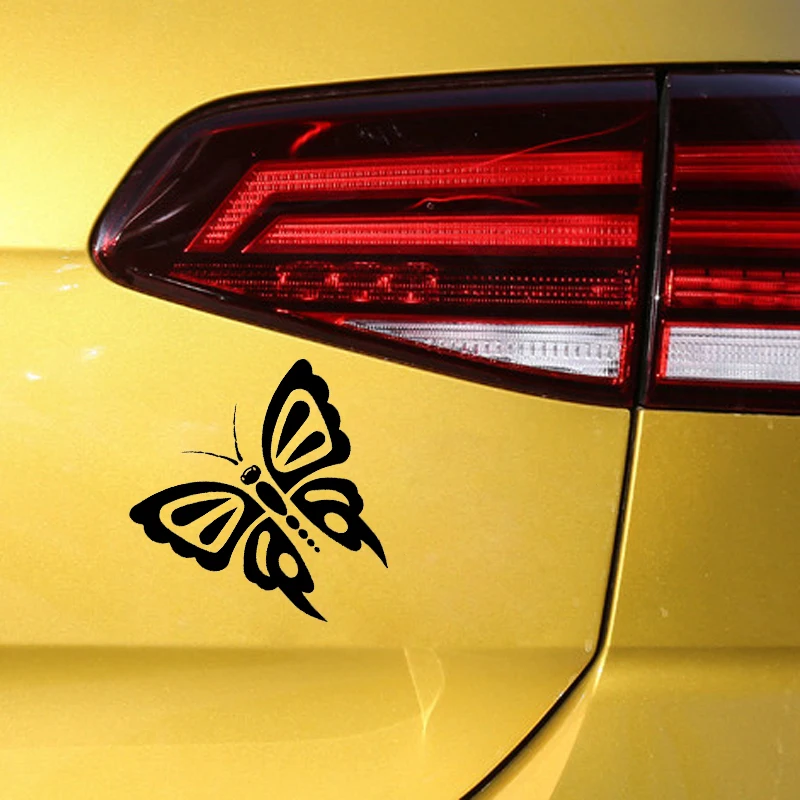 

YJZT 15.4CM*14.5CM Cool Beautiful Butterfly Elegant Nifty Vinyl Decal Nice Car Sticker Black/Silver C19-0865