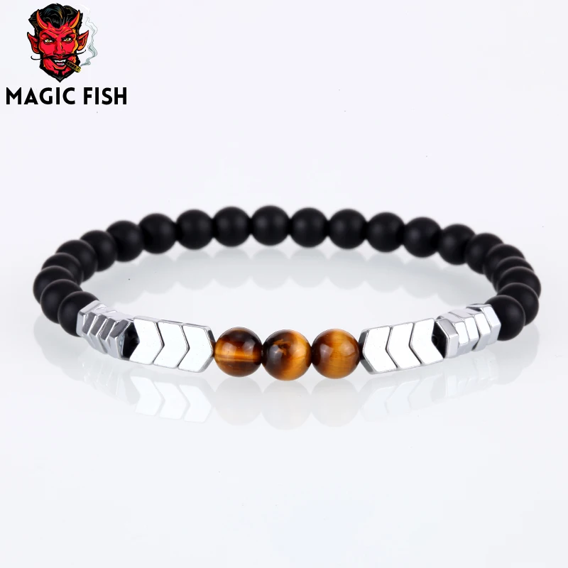 Браслет мужской браслет из натурального камня стрелы с матовым черным ониксом