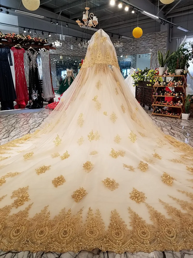 Великолепные мусульманские свадебные платья золотого цвета блестящее свадебное