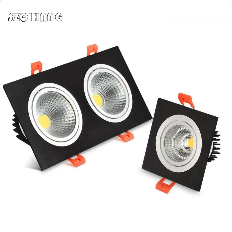 

LED Ceiling Downlight 7W 10W 2*7W 2*10W COB Downlight AC110V 220V Square Recessed Dimmable LED Down light LED Spot light lamp