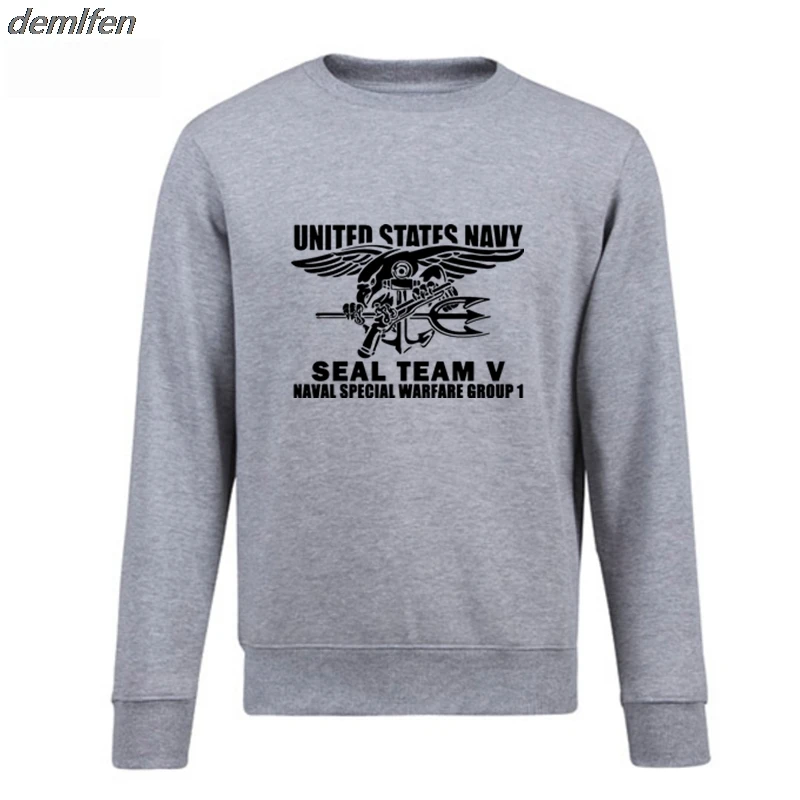 Autumn Winter Casual Men Pullover Sweatshirt Seal Team Navy Group Hoodie Male Hip Hop Cool Tops Harajuku Streetwear Fitness | Мужская