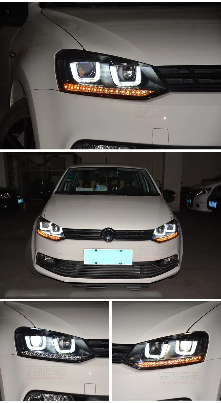 Автомобильный Стайлинг светодиодный HID Rio светодиодный чехол для фары для VW Polo фары 2009- Polo фары Биксеноновые линзы ближнего света