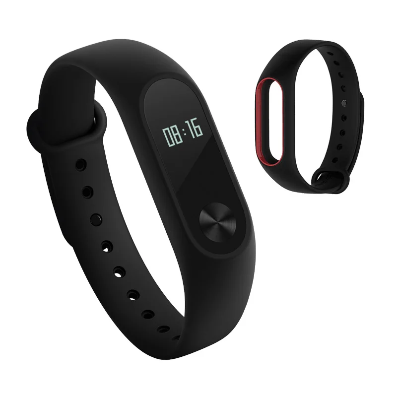 Xiaomi mi Band 2 Смарт-браслет Фитнес браслет mi Band 2 крепление для спортивной камеры Xiao mi Band2 сенсорный экран монитор сердечного ритма Smartband - Цвет: Black red