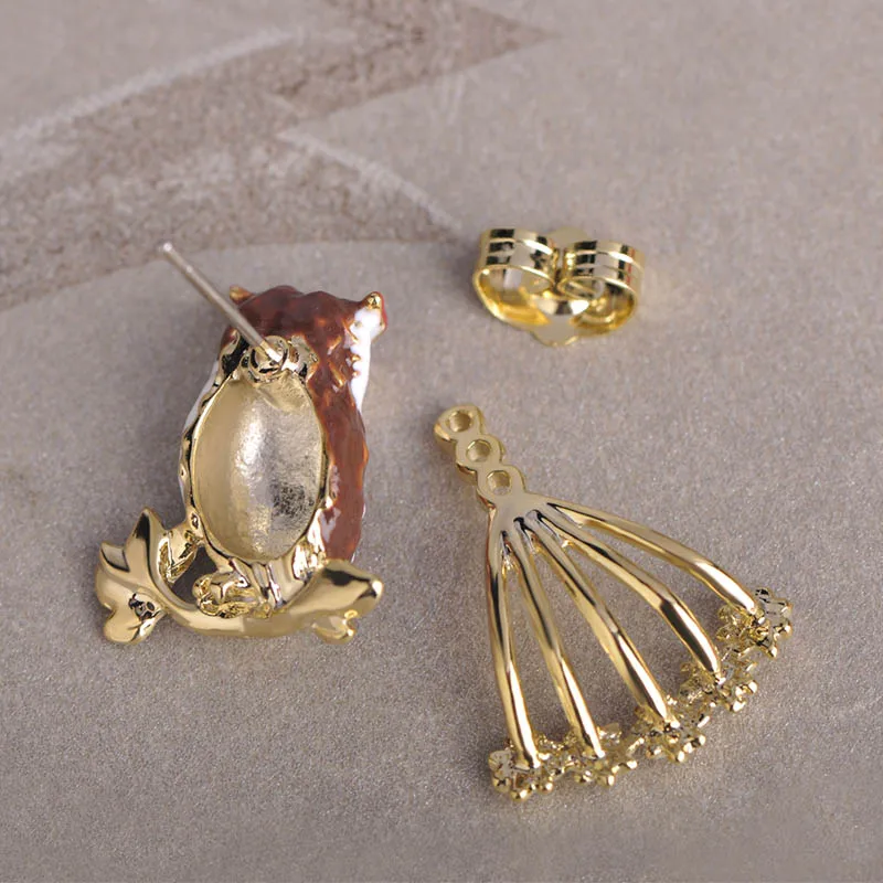 Madrry Kawaii Owl Shape Enamel Drop Earrings Red Crystal Bird Ear Jewelry Women Girls Party Accessories Harajuku Pendant Earring |