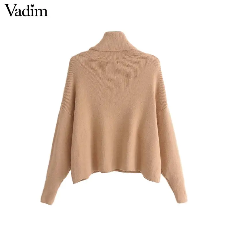 Vadim basic solid knitted loose short sweaters oversized buttons long sleeve stretchy pullovers female casual chic tops HA145 | Женская