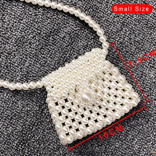 small style Модный с жемчугом ручной работы сумки женские сумки Дамская Вечерняя Сумка через плечо мини-сумочка для телефона элегантная сумка-мессенджер с бисером - Цвет: small style