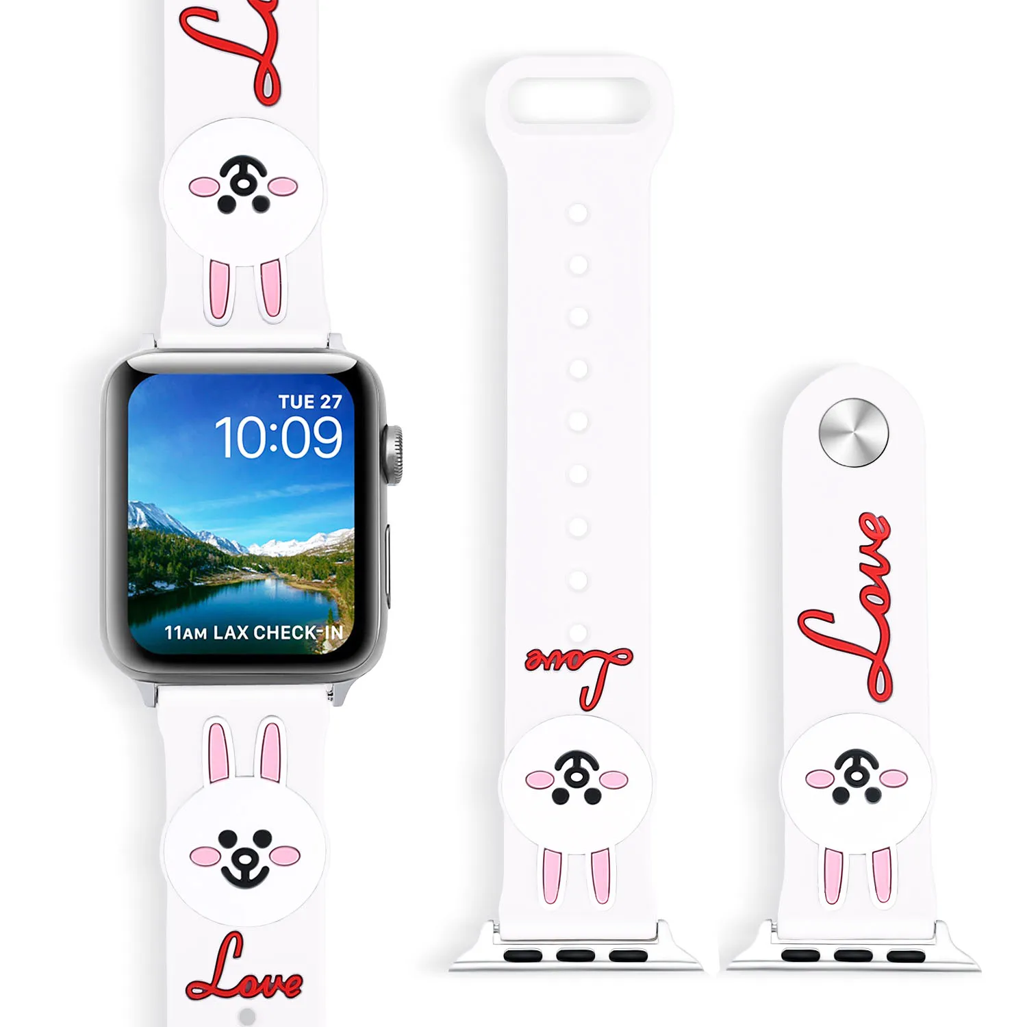 Милый мультяшный Кролик Силиконовый ремешок для Apple Watch Series 4 3 2 1 лента кролик