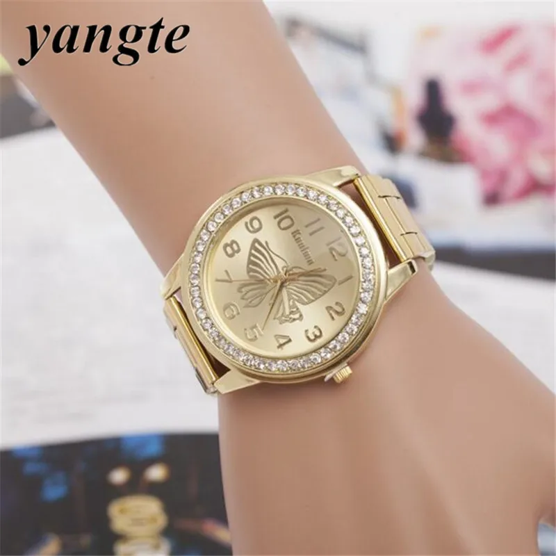 YANGTE Для женщин часы браслет платье Нержавеющая сталь Высокое качество бабочка