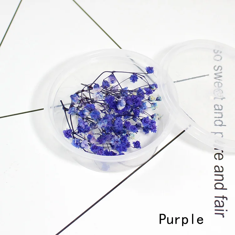 Purple 5 коробок Gypsophila натуральные сухоцветы наполнитель для эпоксидной смолы в стеклянном глобус-бутылка Diy Изготовление ручной работы ювелирных изделий - Окраска металла: Purple