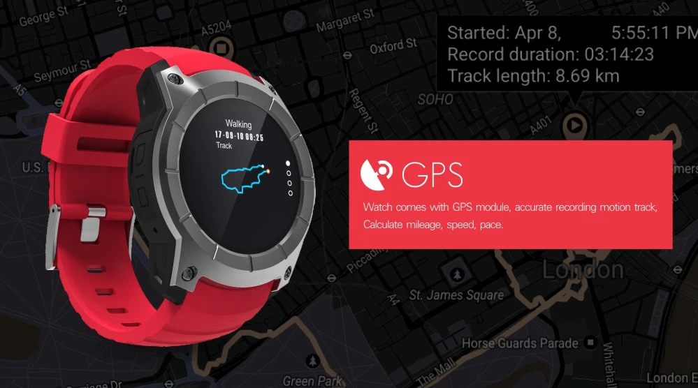 Новые спортивные часы Makibes G05 gps MTK2503 1,3 ''с цветным экраном, умные часы, многофункциональные спортивные умные часы, монитор сердечного ритма, Bluetooth 4,0