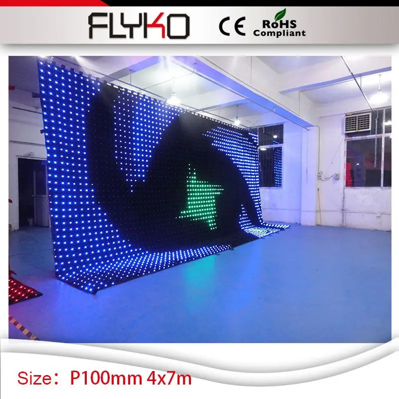 P100mm ТВ шоу Dj оборудование 4m x 7m видео занавес экран для клубной дискотеки