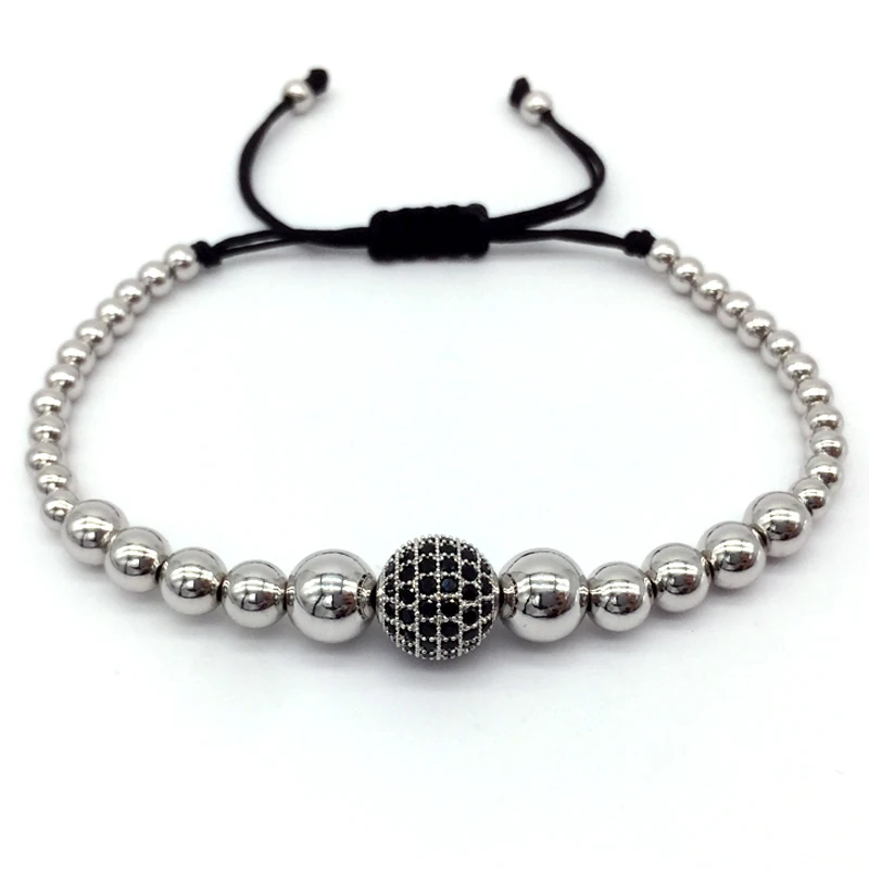 NAIQUBE 2017 New Charm Ball Bracelets &amp Bangles Braiding Macrame Men Pave Black CZ Connector Jewelry | Украшения и аксессуары