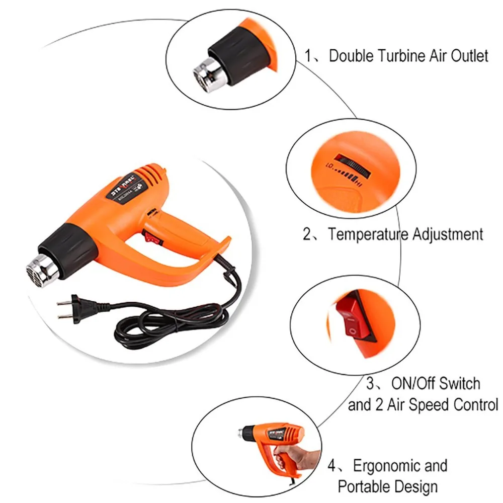 SDL 2008A 2000 Вт Электрический фена температура регулируемая термоусадочная