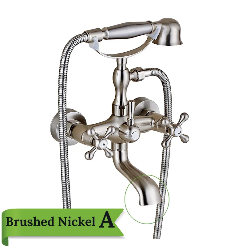 Brushed Nickel A Ванная комната Ванна смеситель кран на 360 градусов вращающийся Ванна смеситель для ванны с изливом Латунь ручной душ кран черный Ванна смеситель для душа - Цвет: Brushed Nickel A