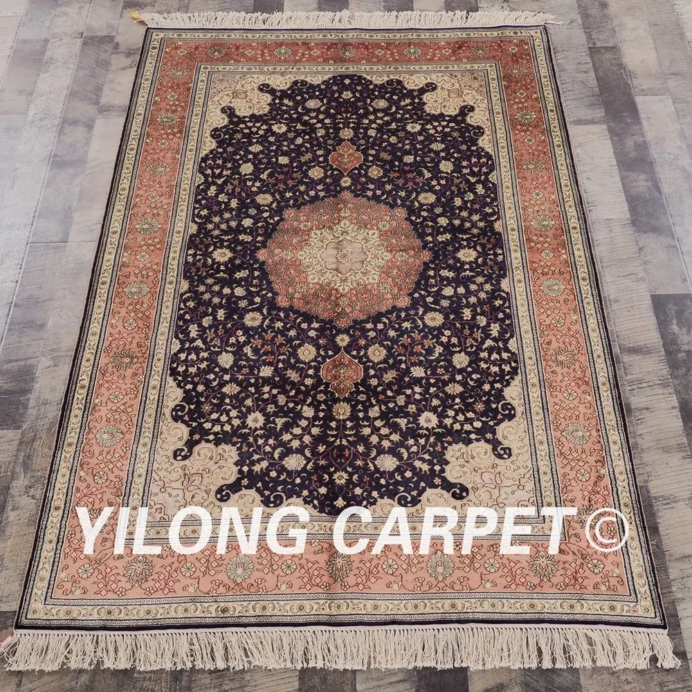 YILONG 4 'x 6' тонкий турецкий ковер темно синий выгодный античный Шелковый коврик