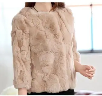 Специальное предложение, новинка, куртка из меха кролика Рекс, короткая, 7 точек, свободная, большой размер, новинка, женская - Цвет: Light card