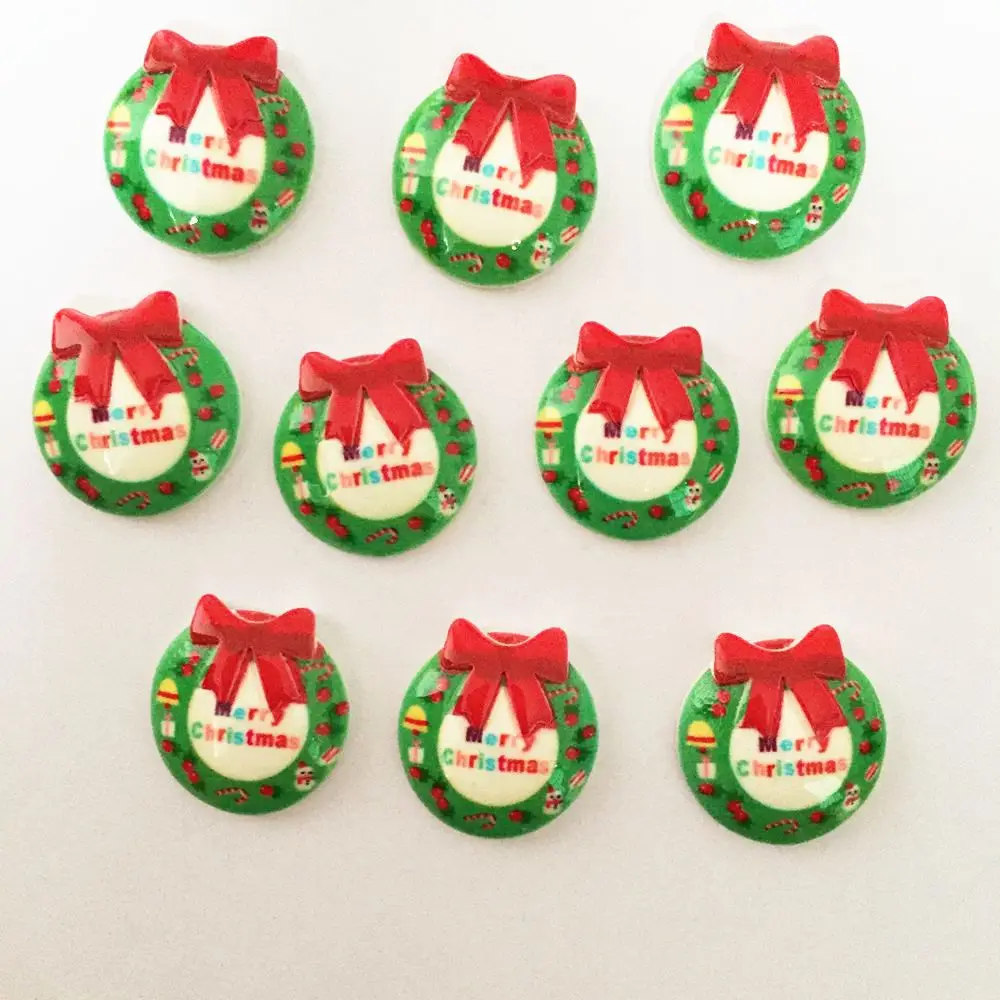 Сделай Сам 10 шт. Смола Ручная роспись Рождественский венок плоский