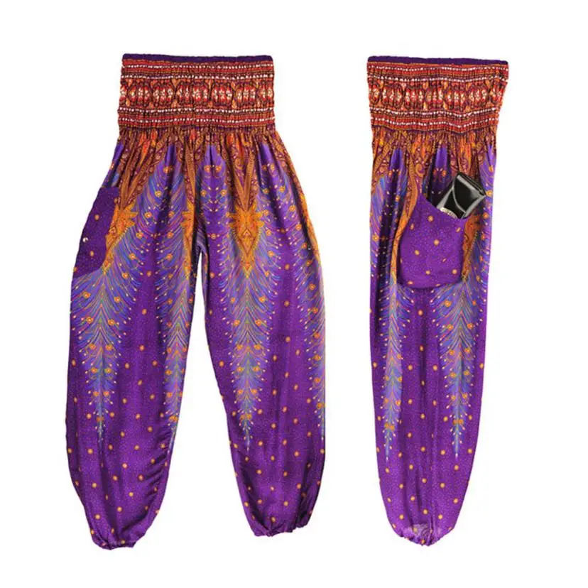 Purple JAYCOSIN Новинка, мужские и женские тайские шаровары, Boho Festival Hippy Smock, брюки с высокой талией, прямые поставки, 9 августа - Цвет: Purple