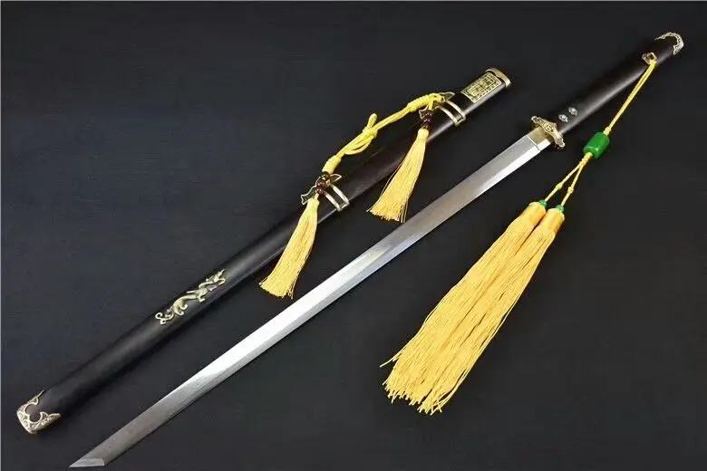 Китайский Han jian меч черная позолота Высокая марганцевая сталь острое лезвие