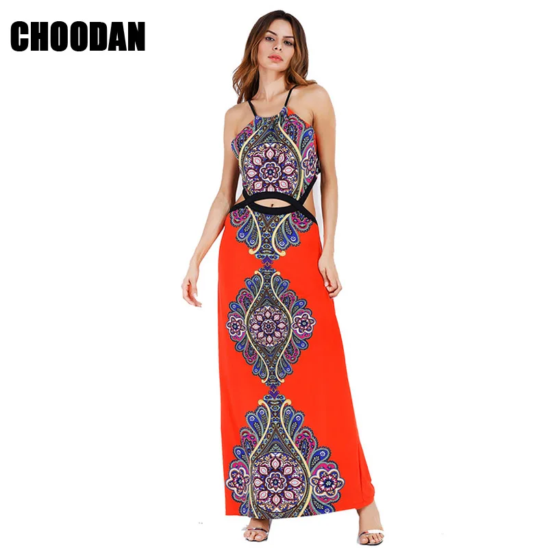 Бохо платье Для Женщин Принтом Винтажные наряды 2018 Новая мода лето Женский