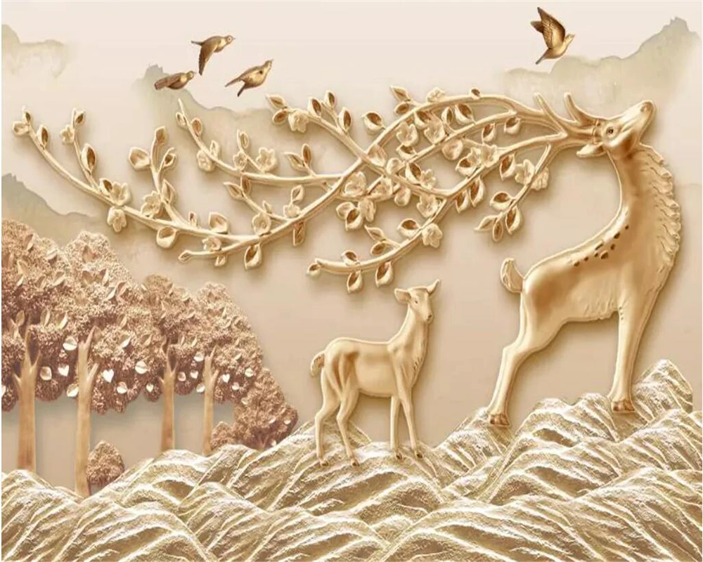 Пользовательские обои 3D стерео фотообои papel де parede новый китайский рельефный лес