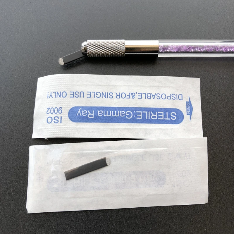 

50pcs 0.16mm Black Lamina Microblading Needles U Shape 18 pins Blades Tattoo Needles For Permanent Microblading Embroidery Pen