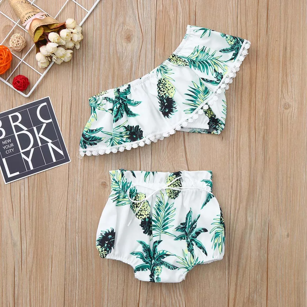 Детский купальный костюм для девочек хлопковый из двух предметов бикини летние