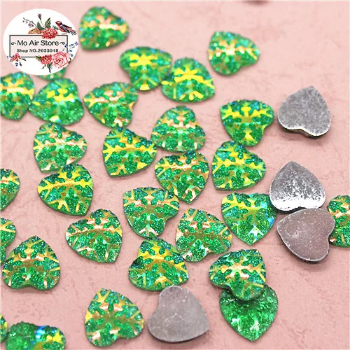 100 шт. блестящие акриловые стразы в форме сердца снежинки спина кабошон