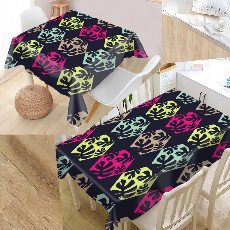 

Best Monstera Pattern Custom Table Cloth Rectangular Oxford Print Waterproof Oilproof Square Table Cover Party Tablecloth