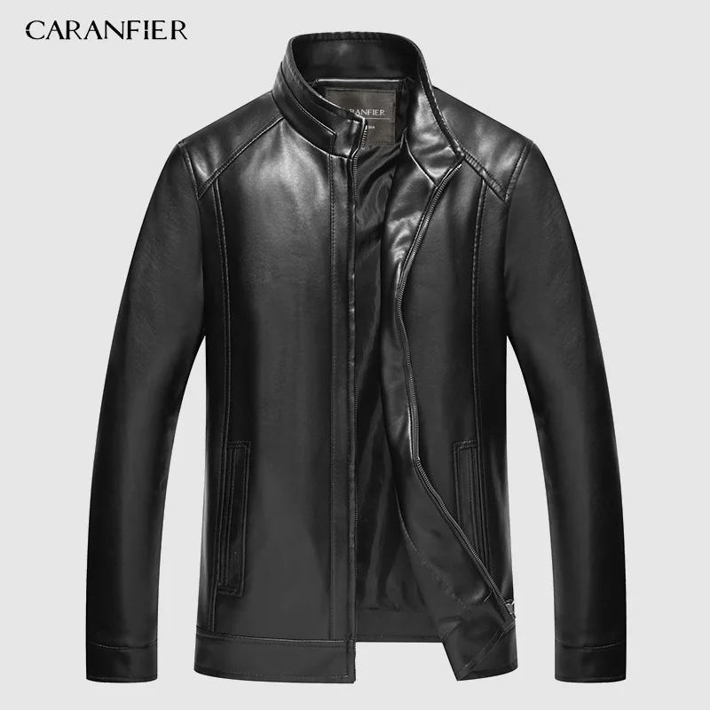 Куртка CARANFIER из искусственной кожи мужская зимняя Вельветовая толстая кожаная со