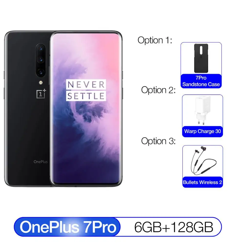Mirror Gray-6128 Global Version OnePlus 7 Pro 12/8/6GB RAM 256/128 ROM Smartphone 6.67" AMOLED Display 48MP Triple Camera Snapdragon 855 UFS 3.0 - Цвет: Mirror Gray-6128