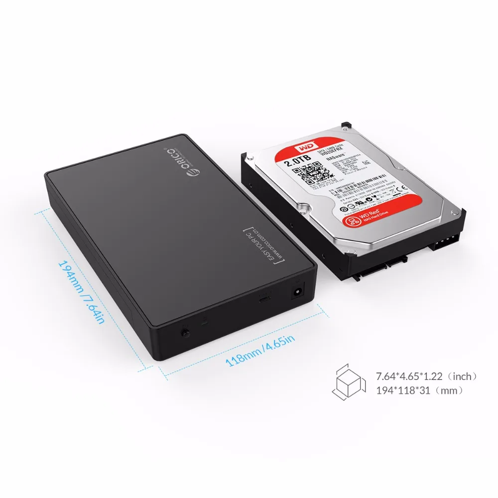 Корпус жесткого диска ORICO 3588C3 2 5/3 5 дюйма с USB3.1 12 В адаптер питания кабелем Type-C-USB-A |