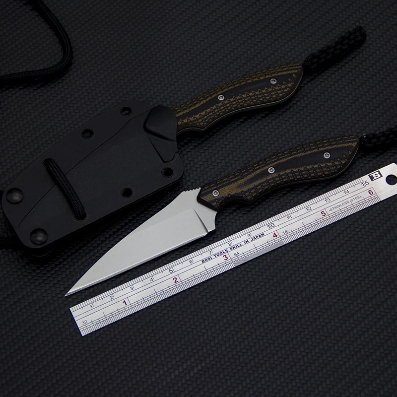 Полный Тан Тактический шейный нож 8Cr13Mov EDC Универсальный с фиксированным лезвием