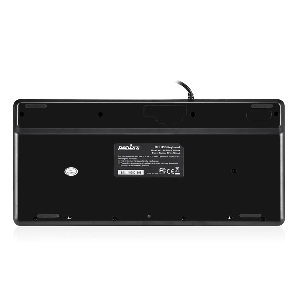 USB Проводная клавиатура Perixx PERIBOARD 409 Mini (USB интерфейс с 2 втулками) бесшумные кнопки