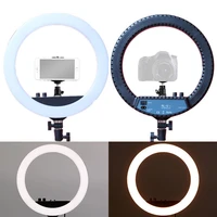 new 14 inches led ring flash lamp fill light with cold shoe mounts holder ball head for video blogger makeup photography