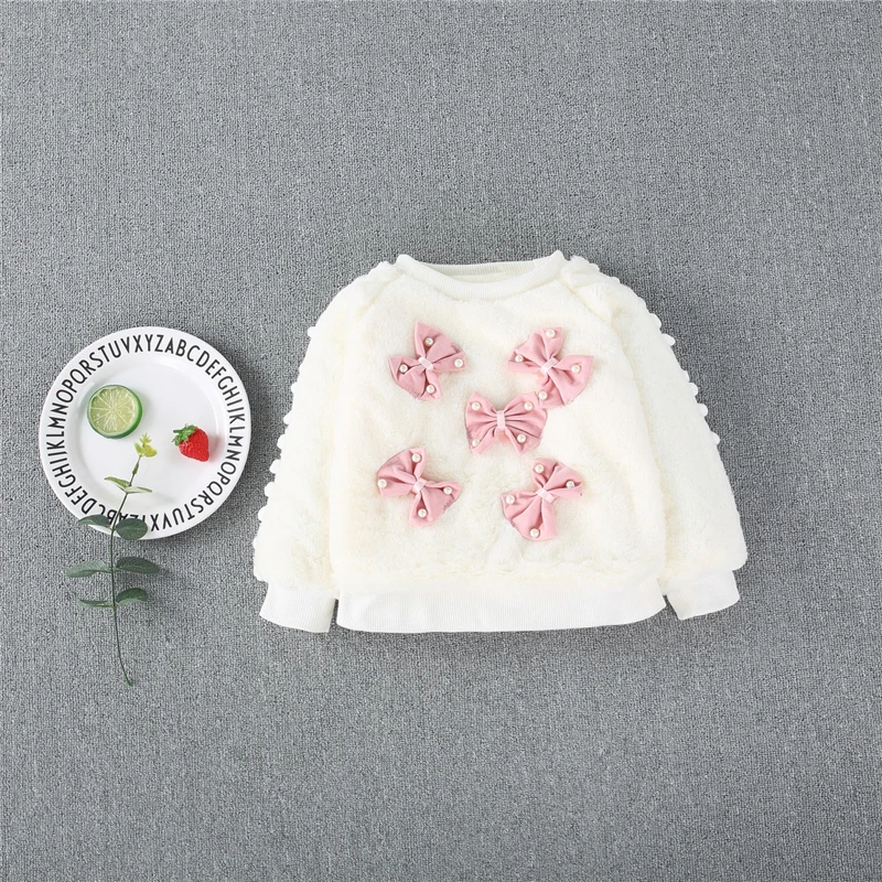 Детская зимняя верхняя одежда для маленьких девочек Вельветовая с бантом и