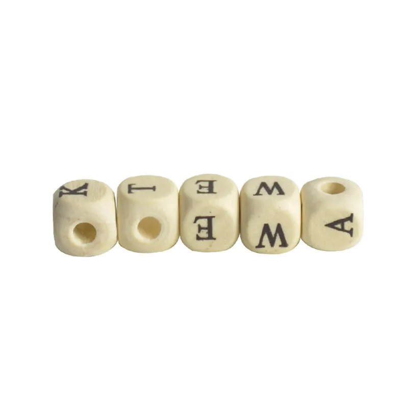 JINSE 100PCS DIY hot sell Letter Cube Wood Beads8x8mm Natural Alphabet/ Beads HS002  Украшения и