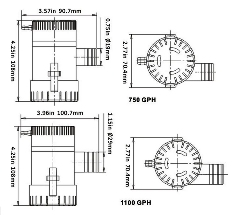 Трюмный насос 12 V 24 1100GPH маленький погружной V/24 DC водяной для фонтана сада яхты