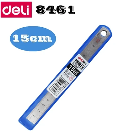 15cm 1 шт. Deli 8461/8462/8463/8464 офисный стол стальная линейка прямая Линейка металлическая линейка Нержавеющая Сталь Линейка 15 см 20 см 30 см 50 см - Цвет: 15cm