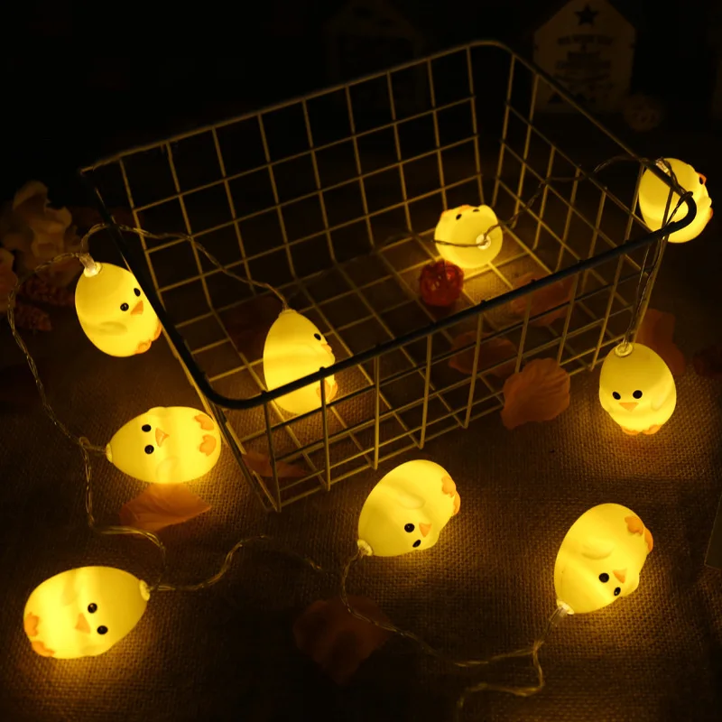 Гирлянда 1 5 м 10 LED теплый белый желтый цыплята Милая лампа цыпленок балкон спальня
