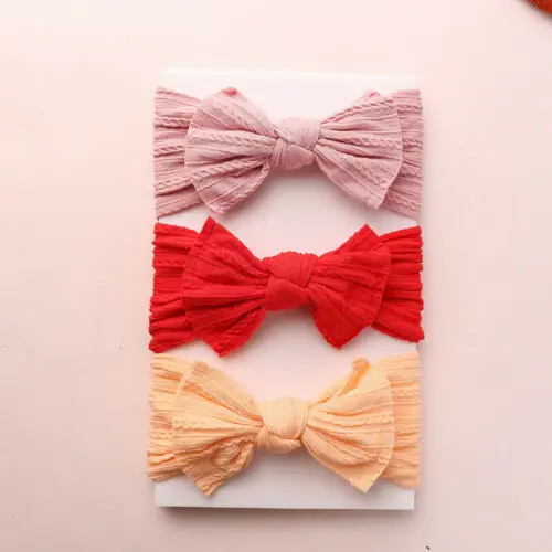 Детский хлопковый ободок с большим бантом для новорожденных серая розовая