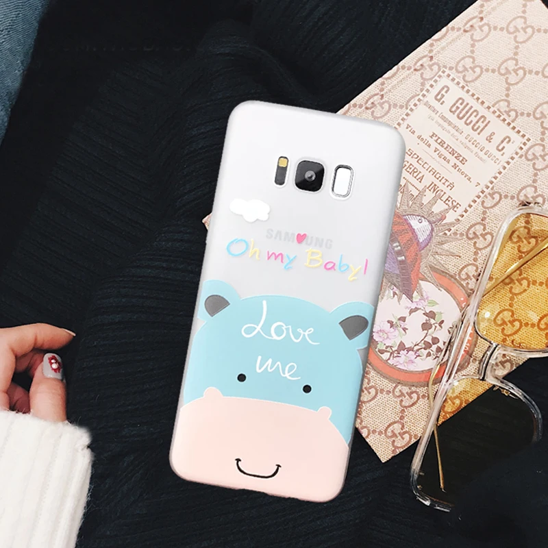 YHBBCASES с рисунком милого кота бегемота чехол для телефона samsung Note 8 9 s рельеф ТПУ