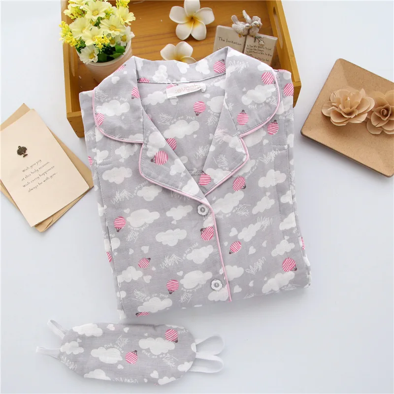 M0032 gray Новая весенняя одежда для беременных кормящих женщин из чистого хлопка, мягкая одежда для сна, повязка на глаза+ пижамный комплект для кормящих мам - Цвет: M0032 gray