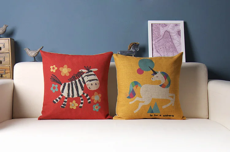 Милые хлопковые подушки с изображением животных зебры слона панды белье для