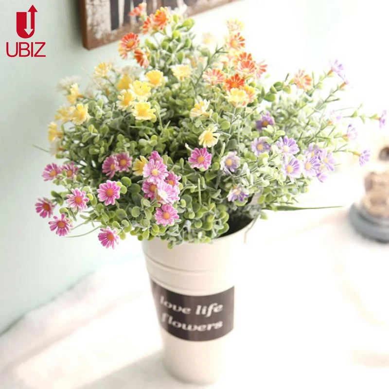 Латекс цветы из органзы Дейзи шелковый цветок силиконовые центральные plantas