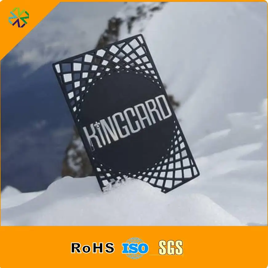 popular fashion design OEM engraved debossed hole cutting out steel stainless metal name cards