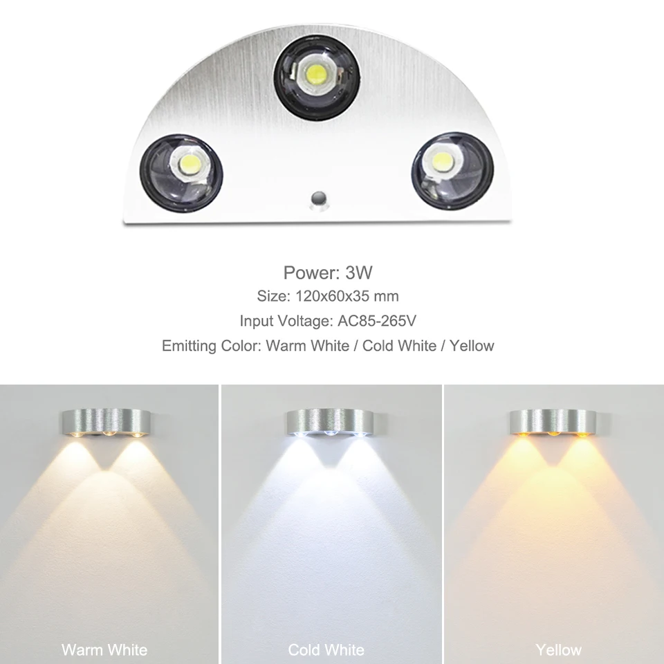 YooE Indoor 3 W настенный светильник AC110V/220 V Спальня украсить бра холодный белый/теплый белый /желтый светодиодный светильник настенный